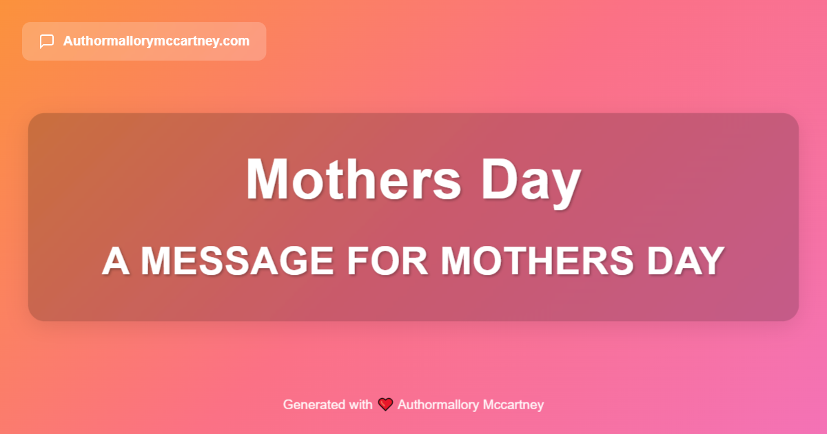 a message for mothers day