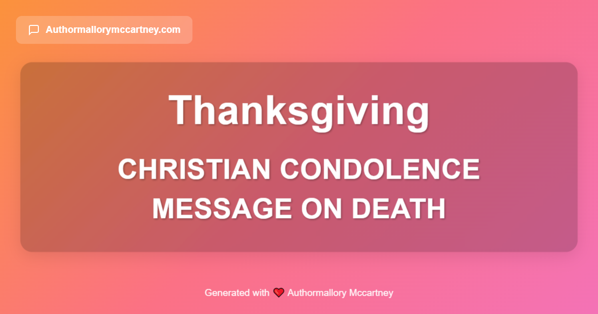 christian condolence message on death