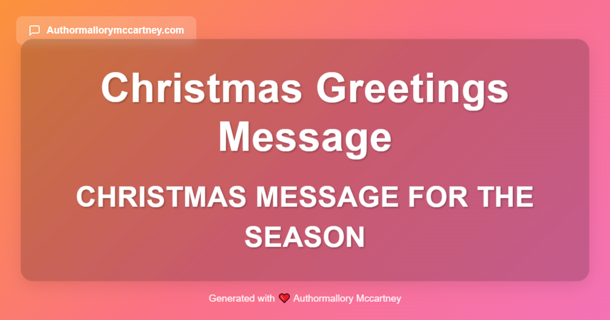 christmas message for the season