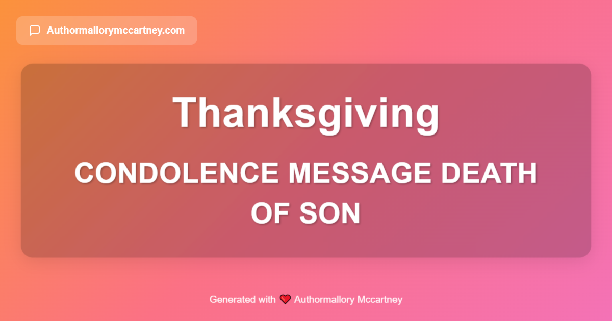 condolence message death of son