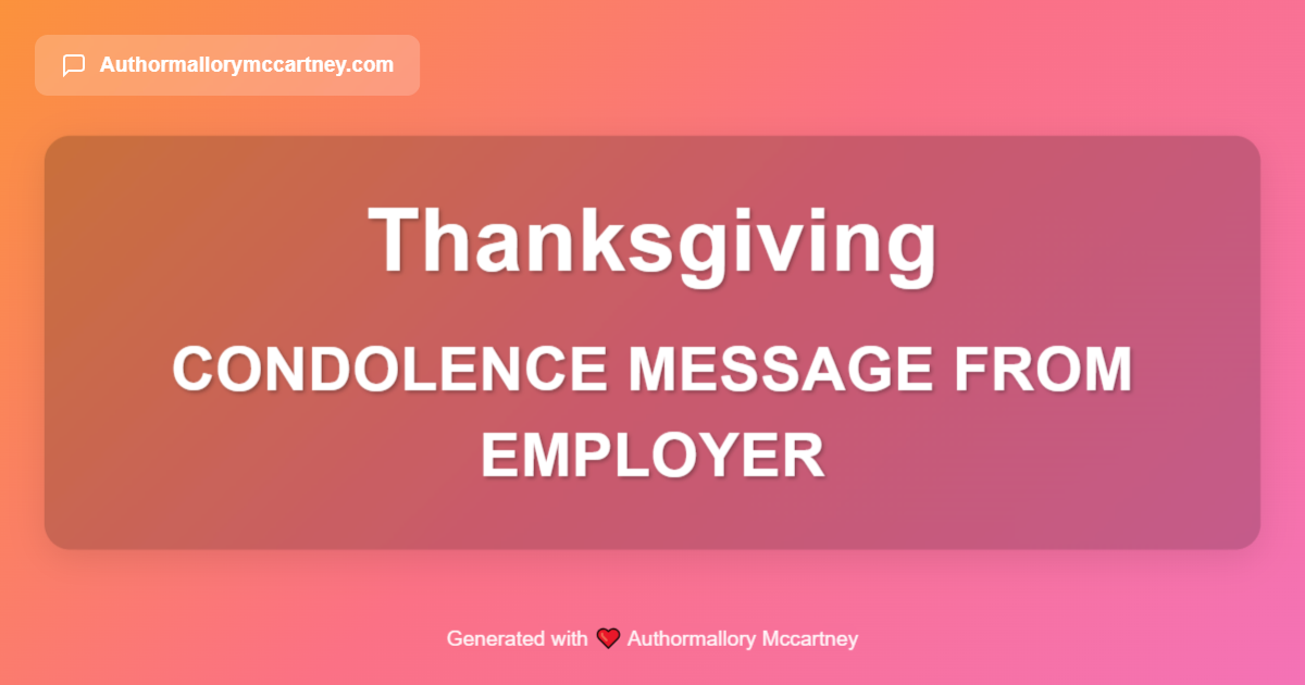 condolence message from employer