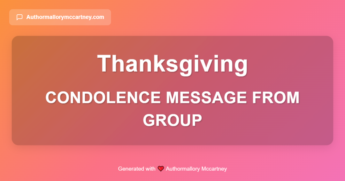 condolence message from group