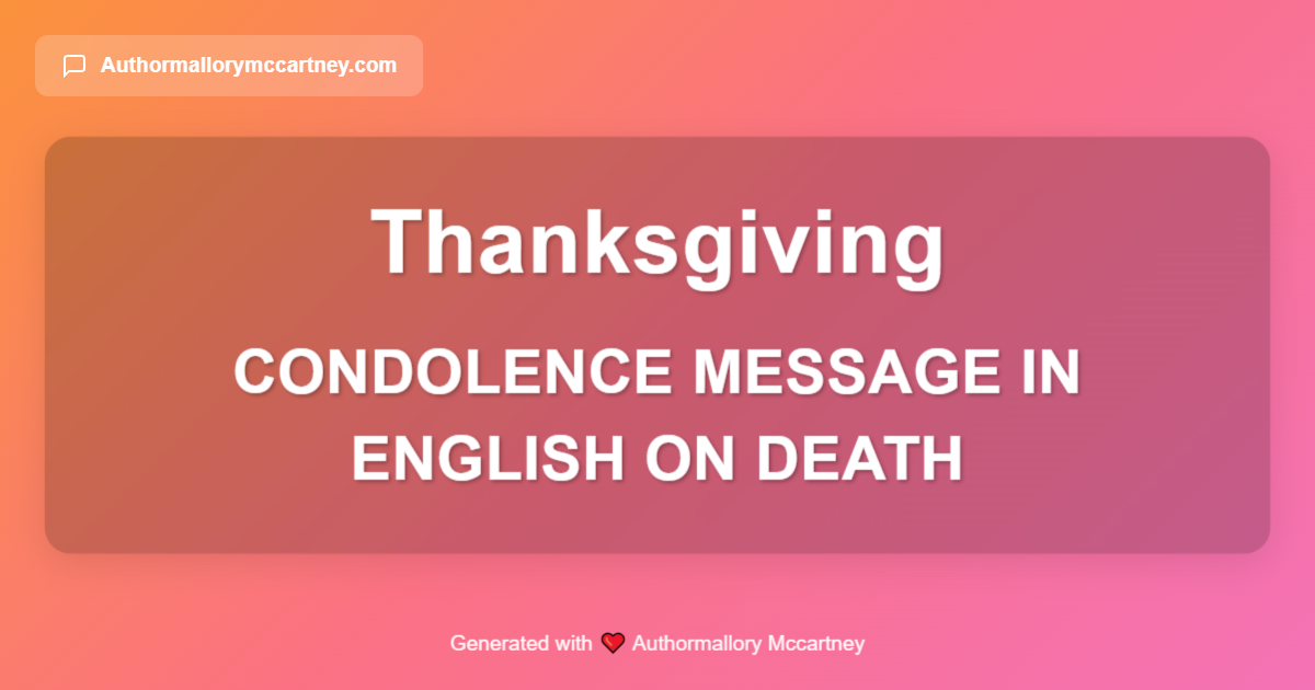 condolence message in english on death