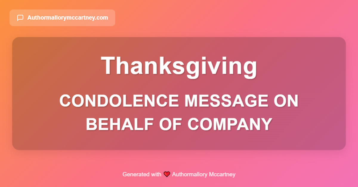 condolence message on behalf of company