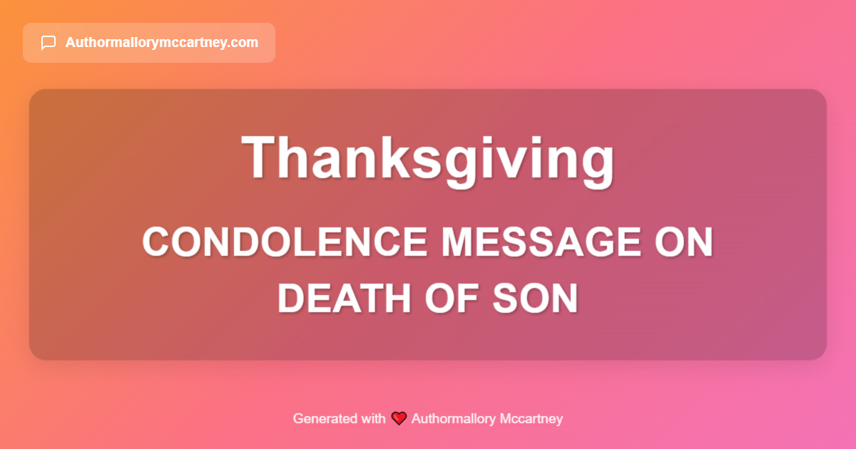 condolence message on death of son