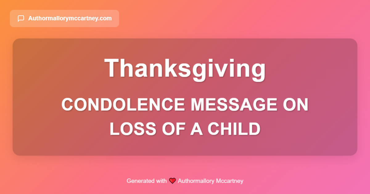 condolence message on loss of a child