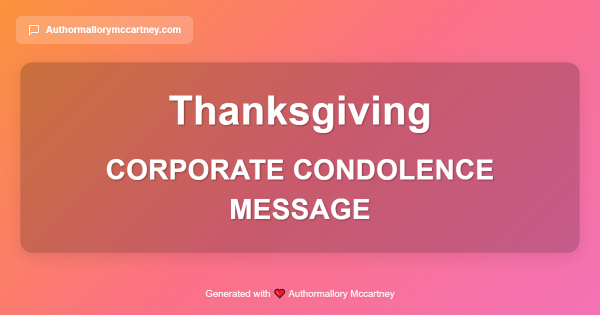 corporate condolence message