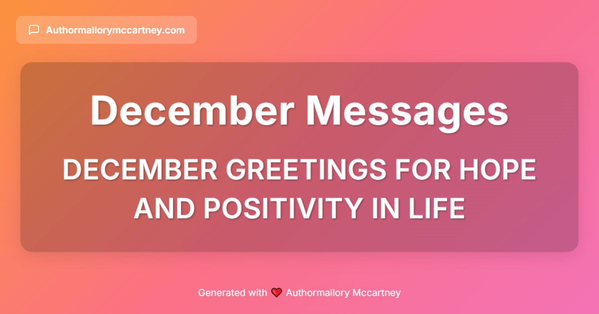 december greetings for hope and positivity in life