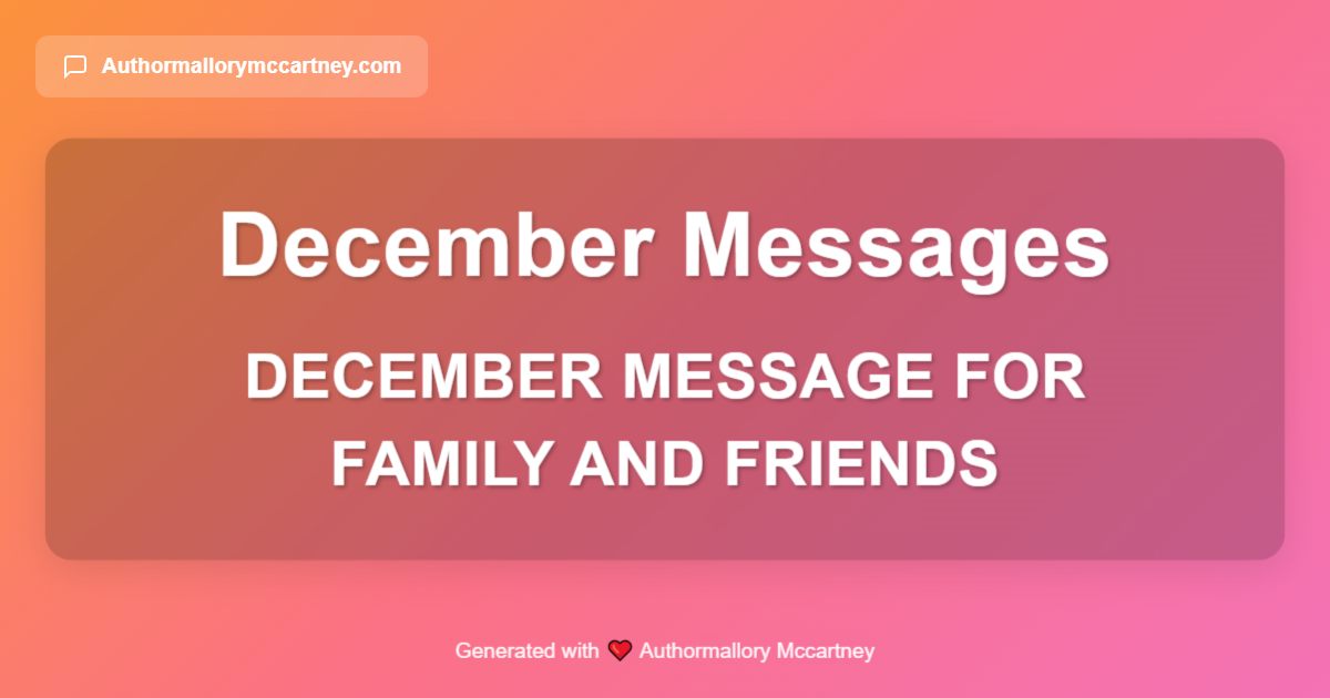 december message for family and friends