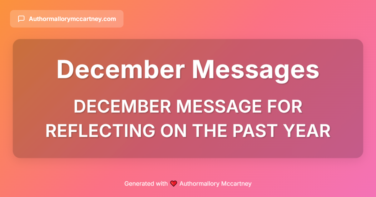 december message for reflecting on the past year