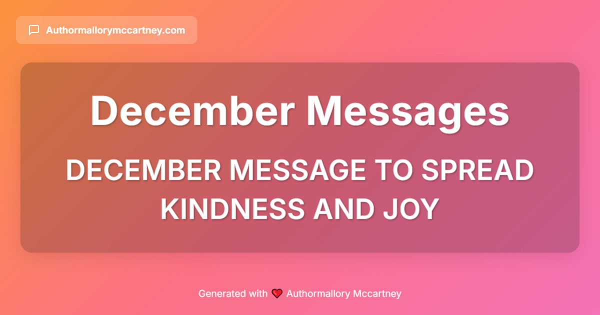 december message to spread kindness and joy