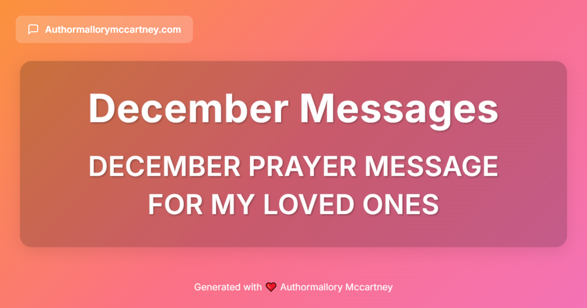 december prayer message for my loved ones