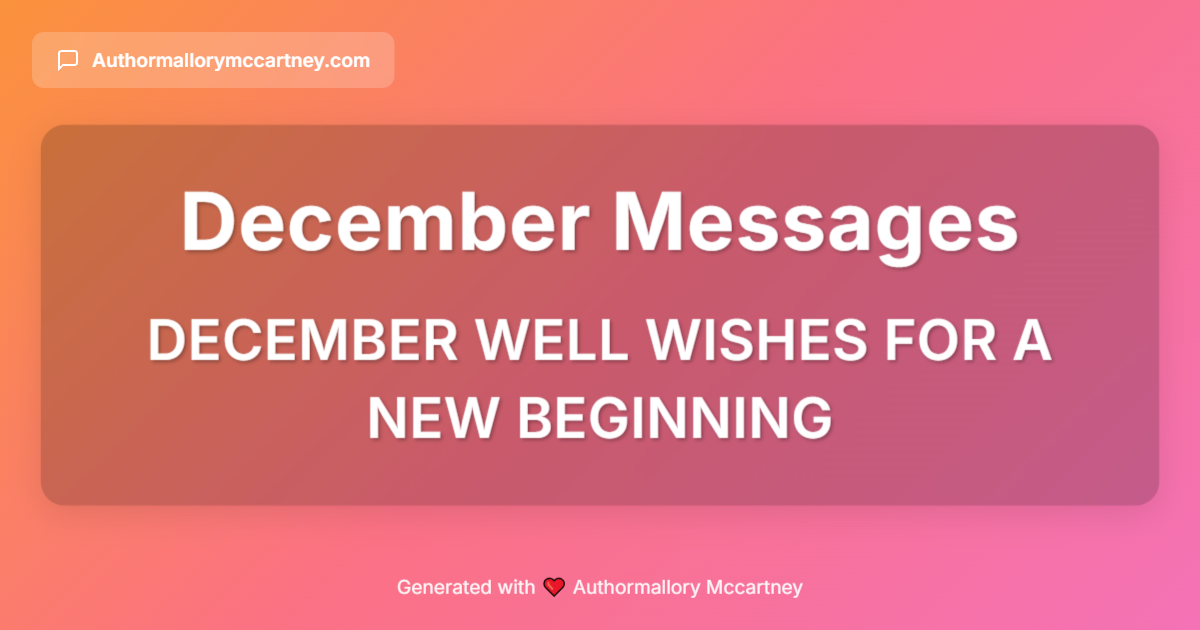 december well wishes for a new beginning