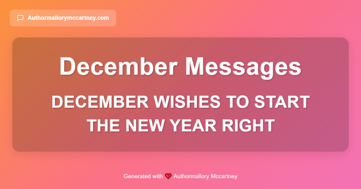 december wishes to start the new year right