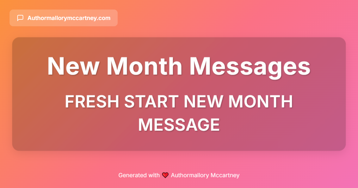 fresh start new month message