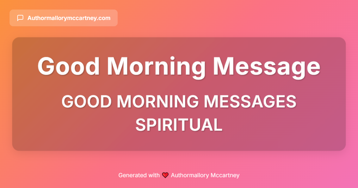 good morning messages spiritual