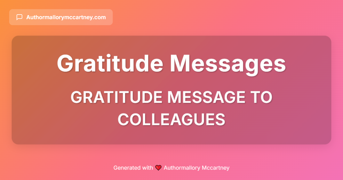 gratitude message to colleagues