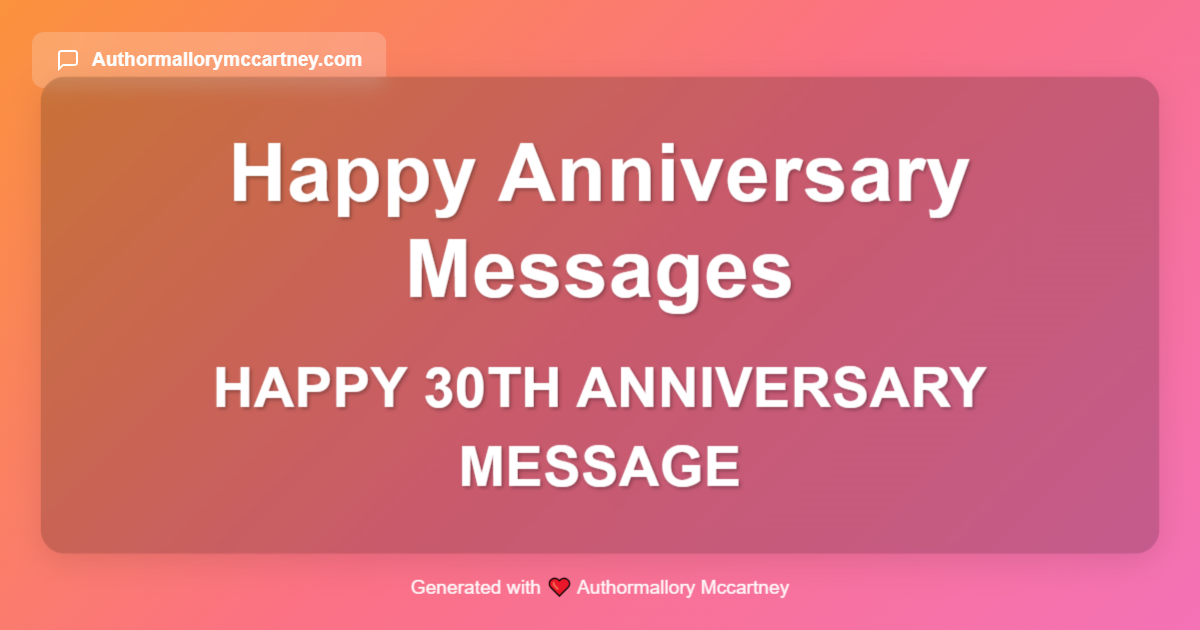 happy 30th anniversary message