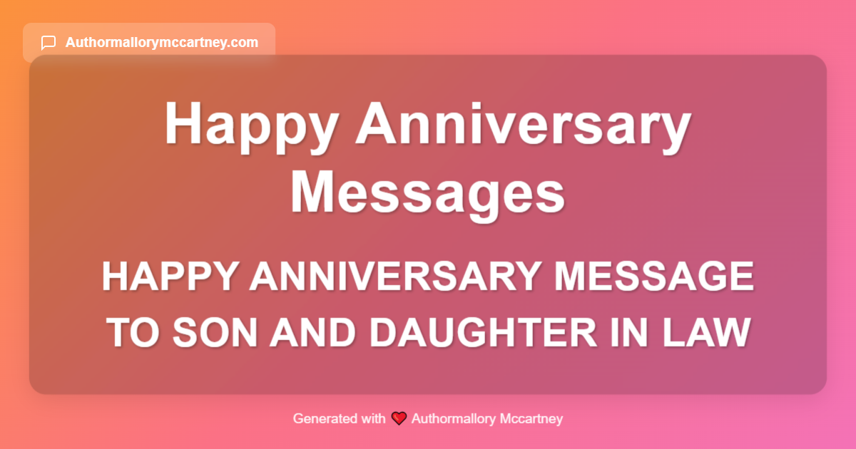 happy anniversary message to son and daughter in law