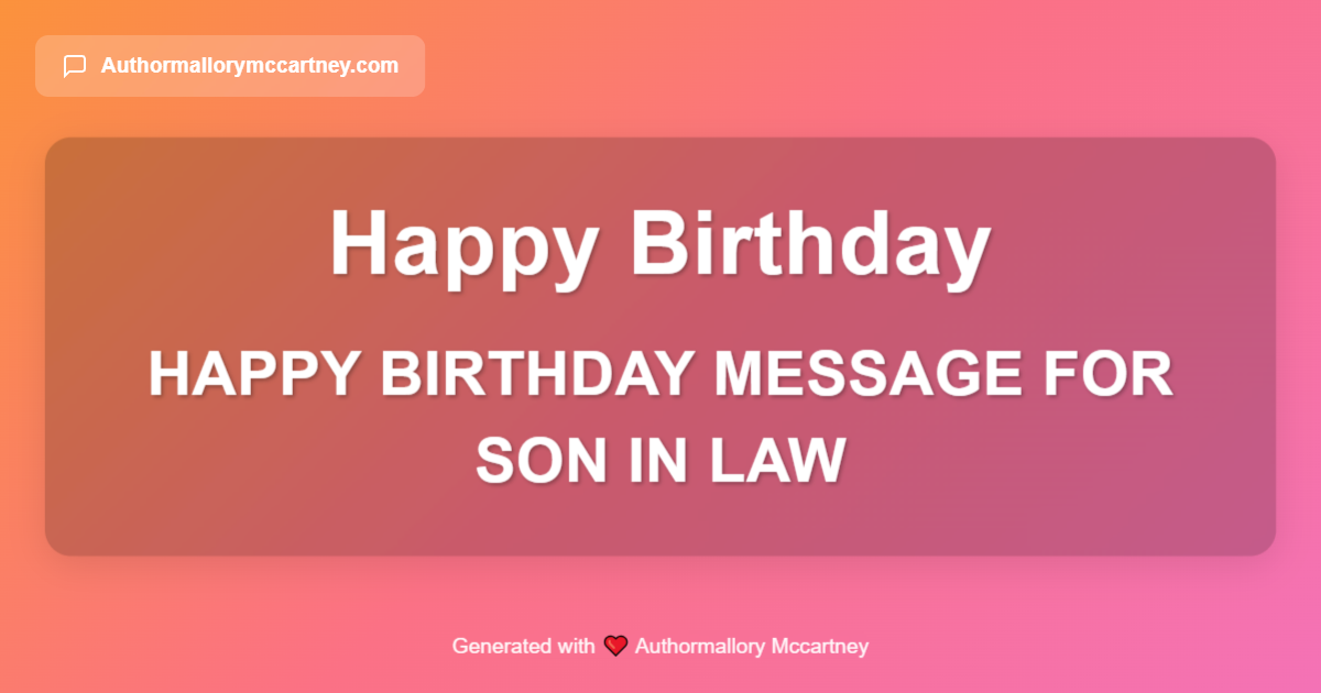 happy birthday message for son in law