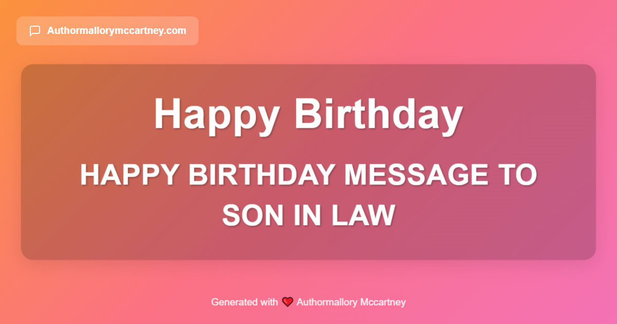 happy birthday message to son in law