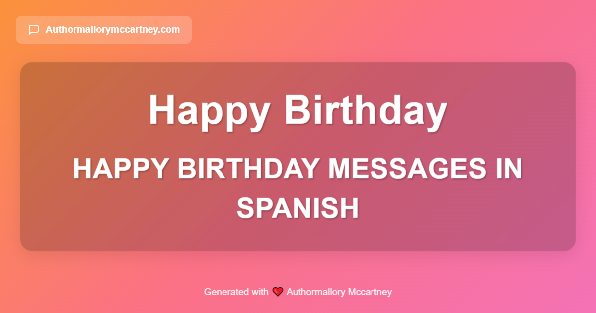 happy birthday messages in spanish