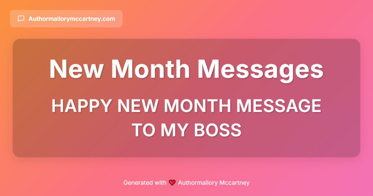 happy new month message to my boss