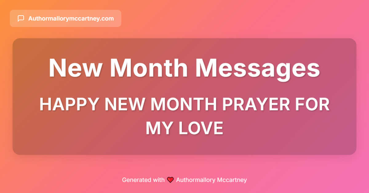 happy new month prayer for my love