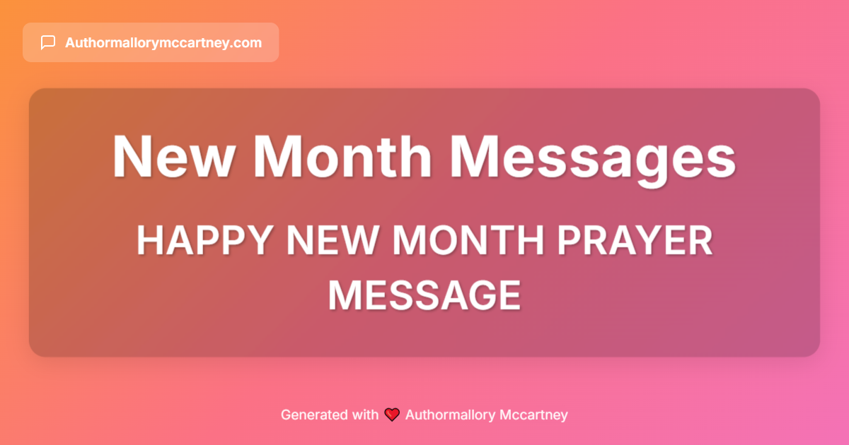 happy new month prayer message