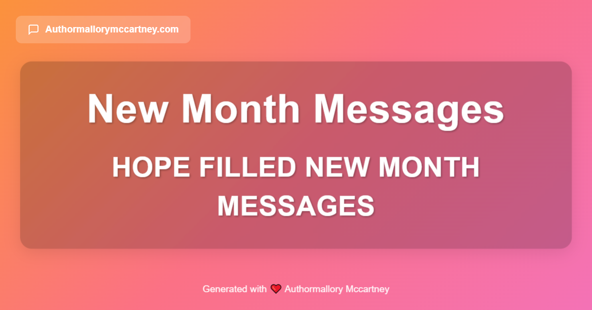 hope filled new month messages