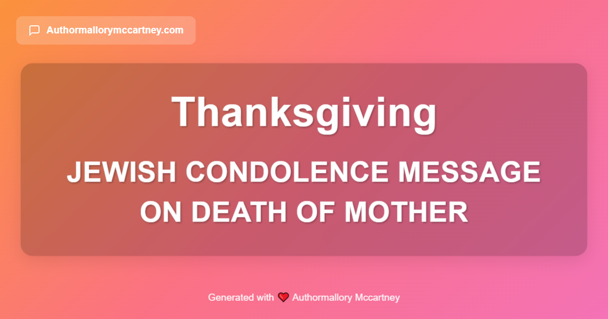 jewish condolence message on death of mother