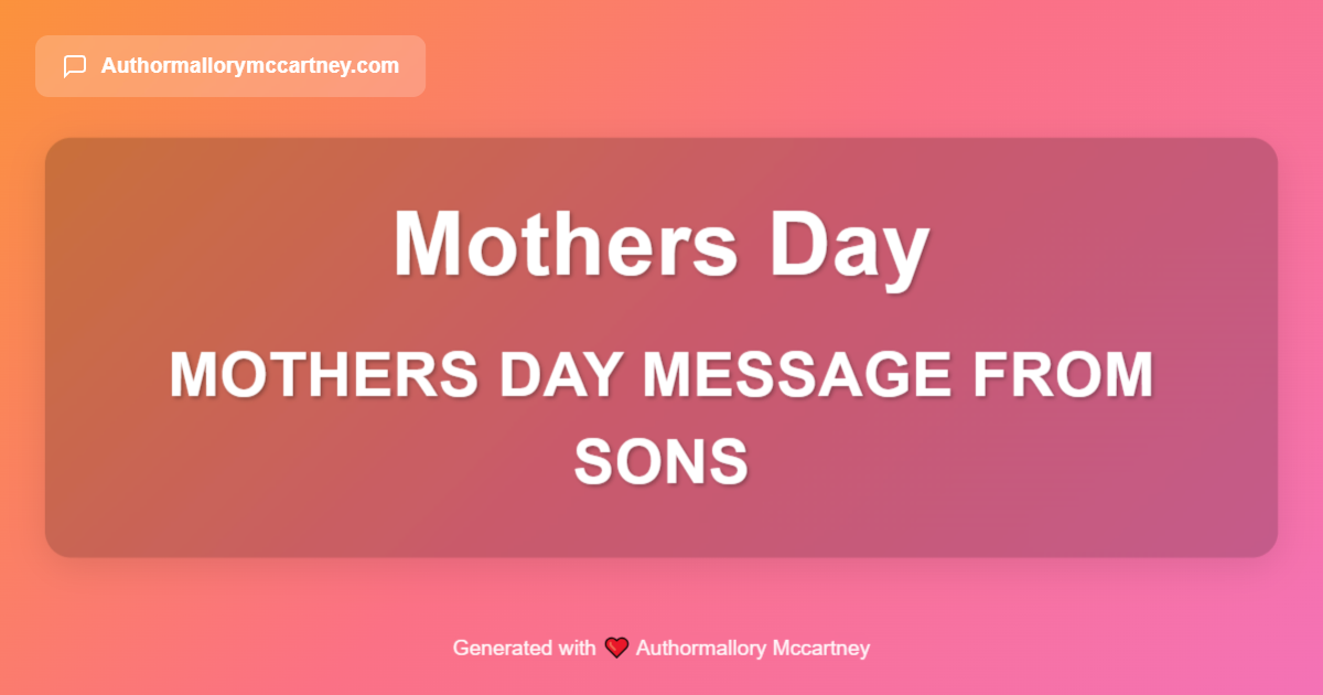 mothers day message from sons