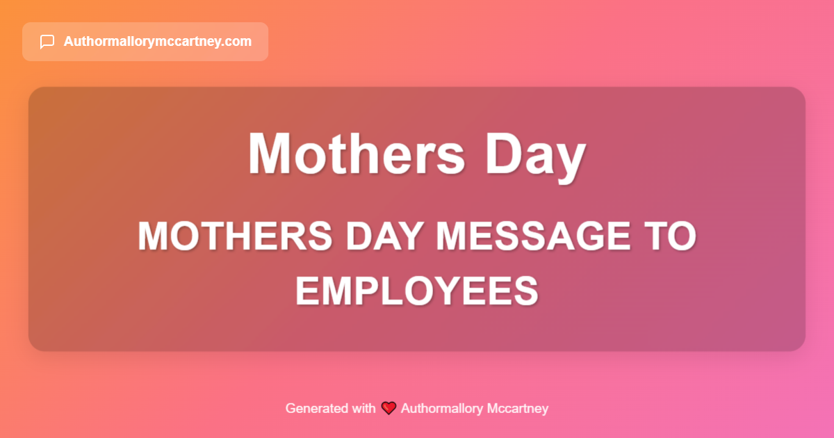 mothers day message to employees