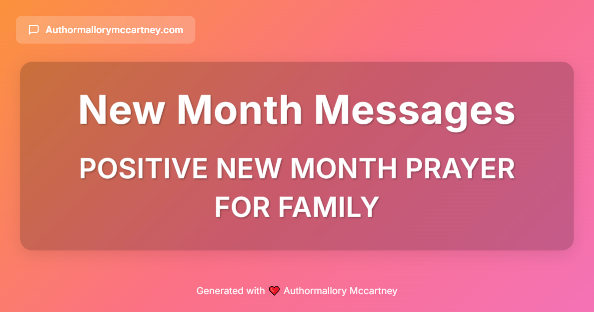 positive new month prayer for family