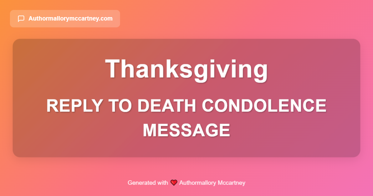 reply to death condolence message